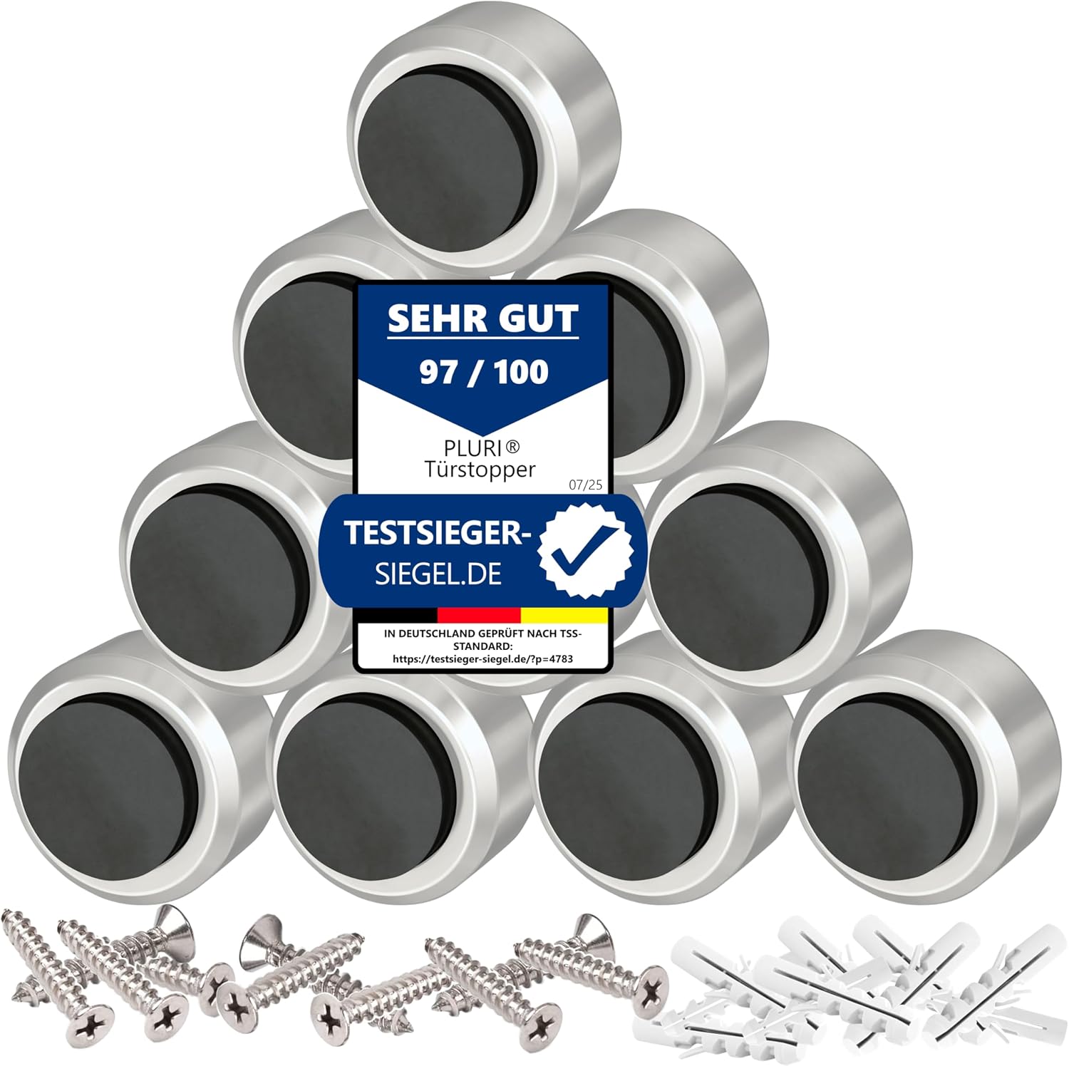 Wand-Türstopper — Wandmontage, aus Edelstahl, 10er Set