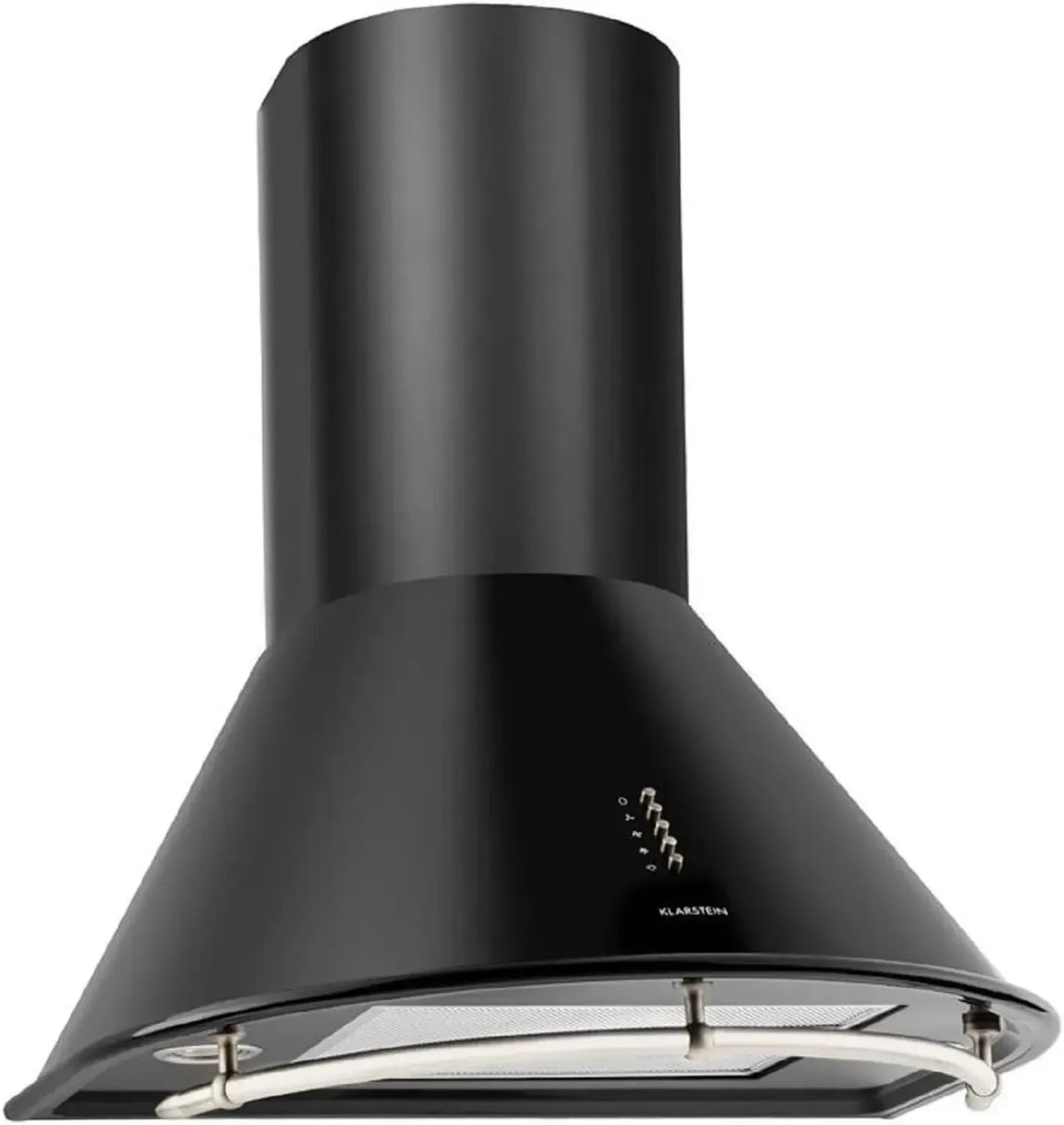 Klarstein Noir - Retro Wandhaube, 60 cm, Edelstahl, 430 m³/h, 3 Stufen, Abluft & Umluft, Schwarz