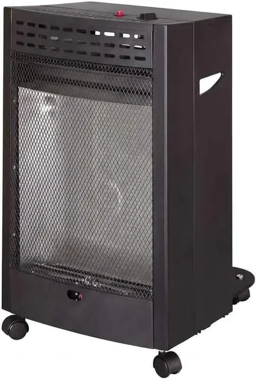 Blueflame Mobile Gasheizung 4,2 kW mit Sauerstoffmangelsicherung und Piezozündung, für Propan/Butan, 2 Heizstufen, Schwarz, mit Rollen