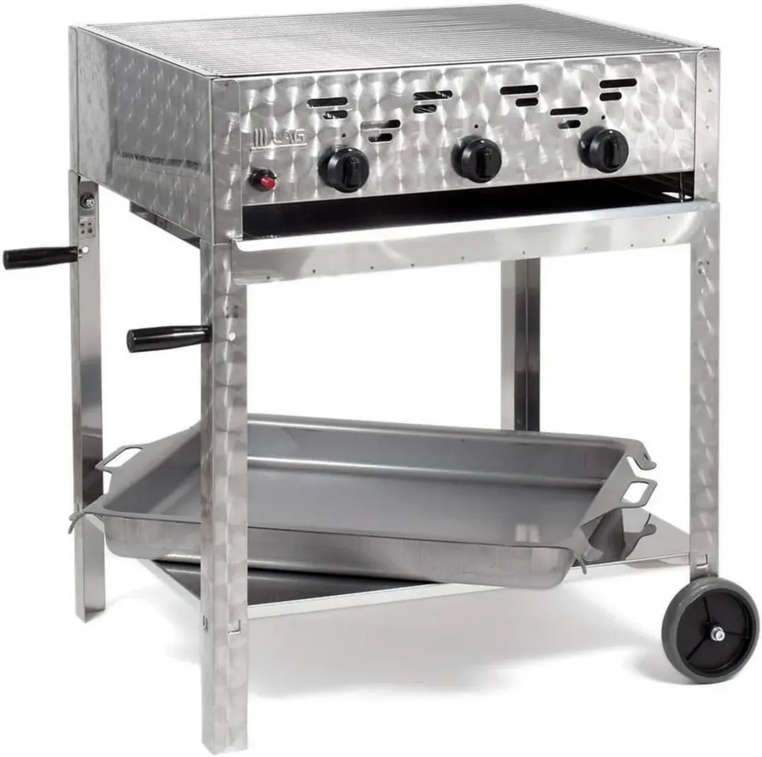 Professioneller Gasgrill 11kW, 3-flammig, Edelstahl, mit Rost und Pfanne, mobil