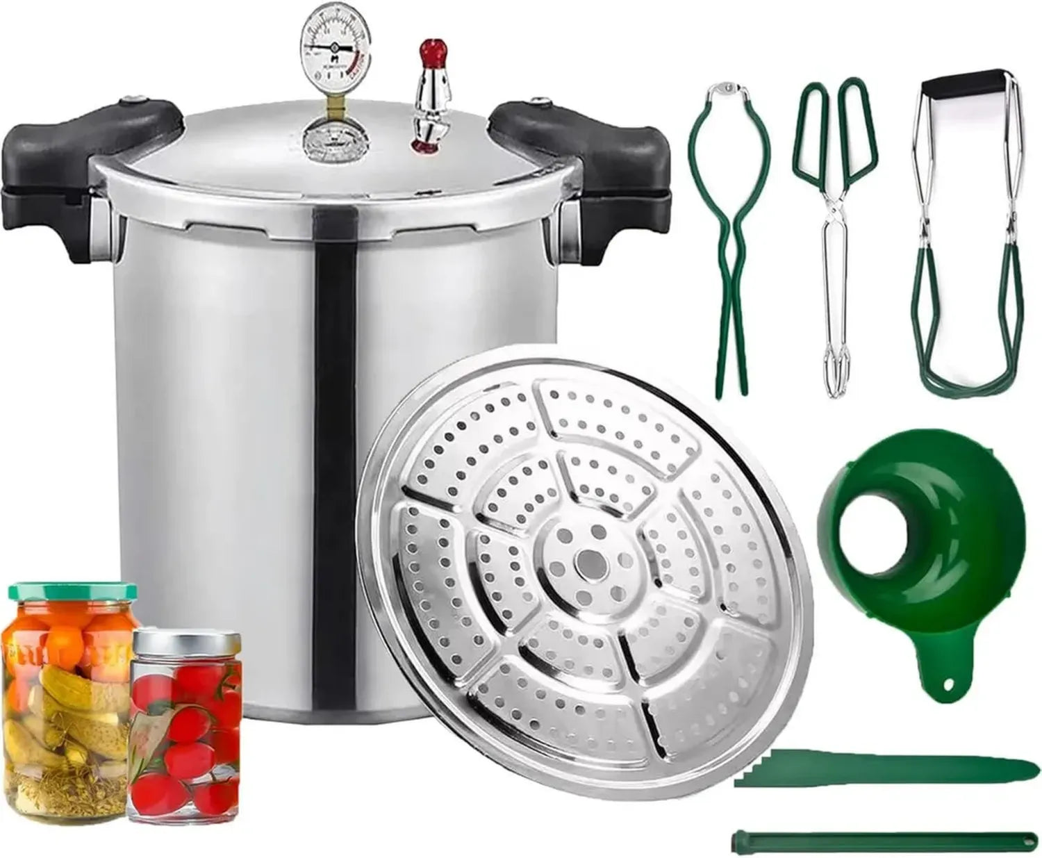 25 Quart Schnellkochtopf für Induktion mit Digitalmanometer und Dampfgareinsatz
