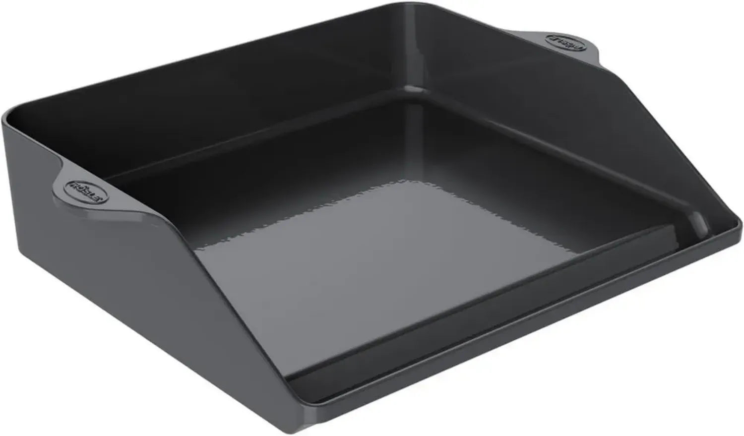 RÖSLE Gusseisen Grillplatte, Porzellanemailliert, Ideal für Fleisch und Gemüse, Extra hoher Rand, 47x36,5 cm, Schwarz