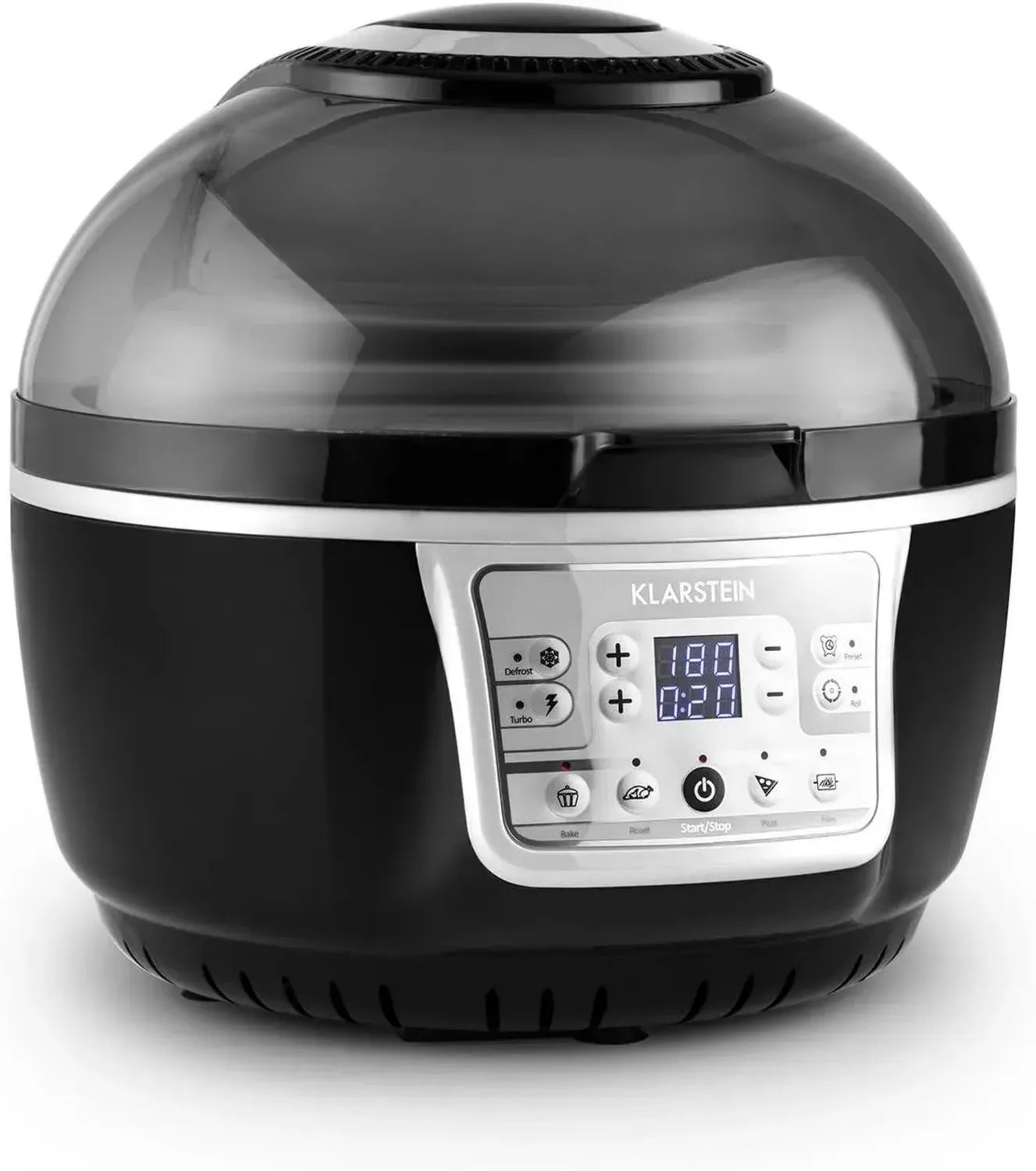 Klarstein VitAir Turbo Heißluftfritteuse - 9L Airfryer, 1400W, Temperaturregelung 50–230°C, Timerfunktion, Halogen-Infrarot-Technologie, Schwarz-Grau