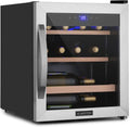 Klarstein Weinkühlschrank, Schmaler Getränkekühler mit Glastür, Freistehend, 1-Zonen-Kühlung, UV-Schutz, 4-18°C, Fasst 12 Flaschen