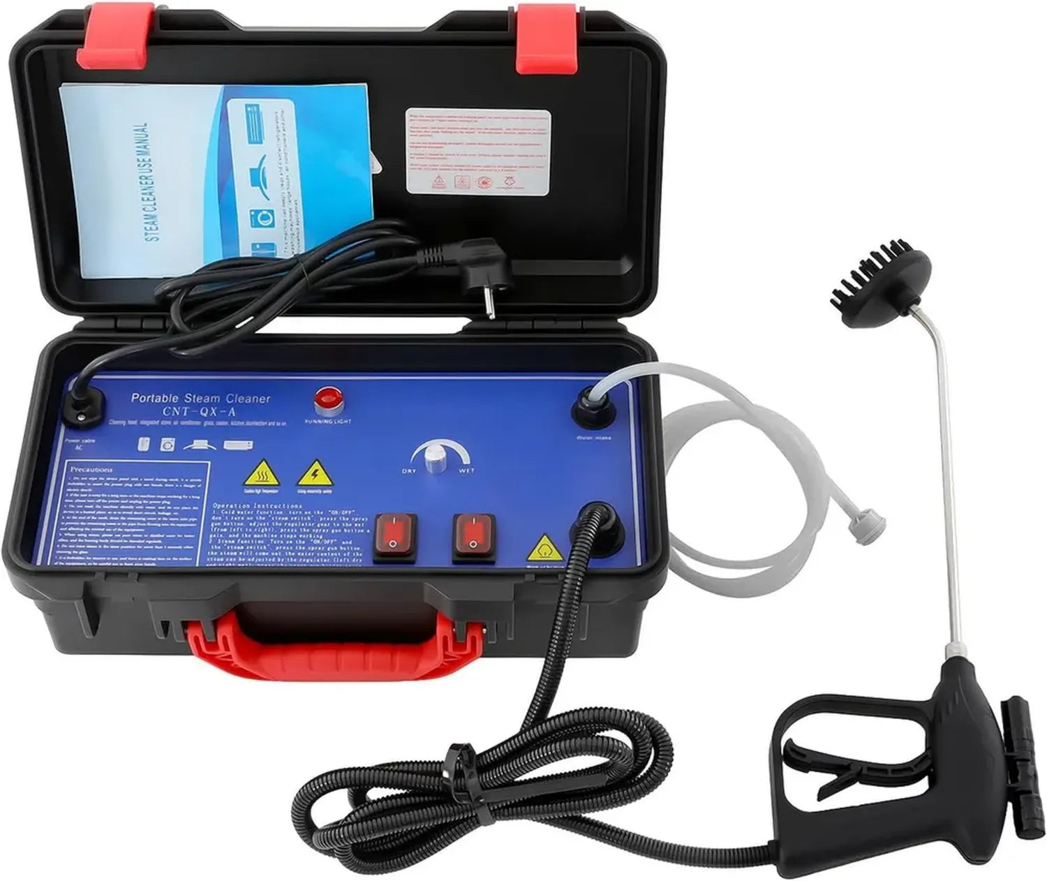 Leistungsstarker Dampfreiniger 3000W mit 3,5 bar Druck für effektive Boden- und Küchenreinigung, inklusive Bürsten