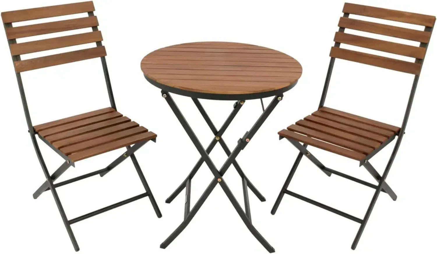 DEGAMO 3-teiliges Bistroset LIENZ, pulverbeschichteter Stahlrahmen, Akazienholz