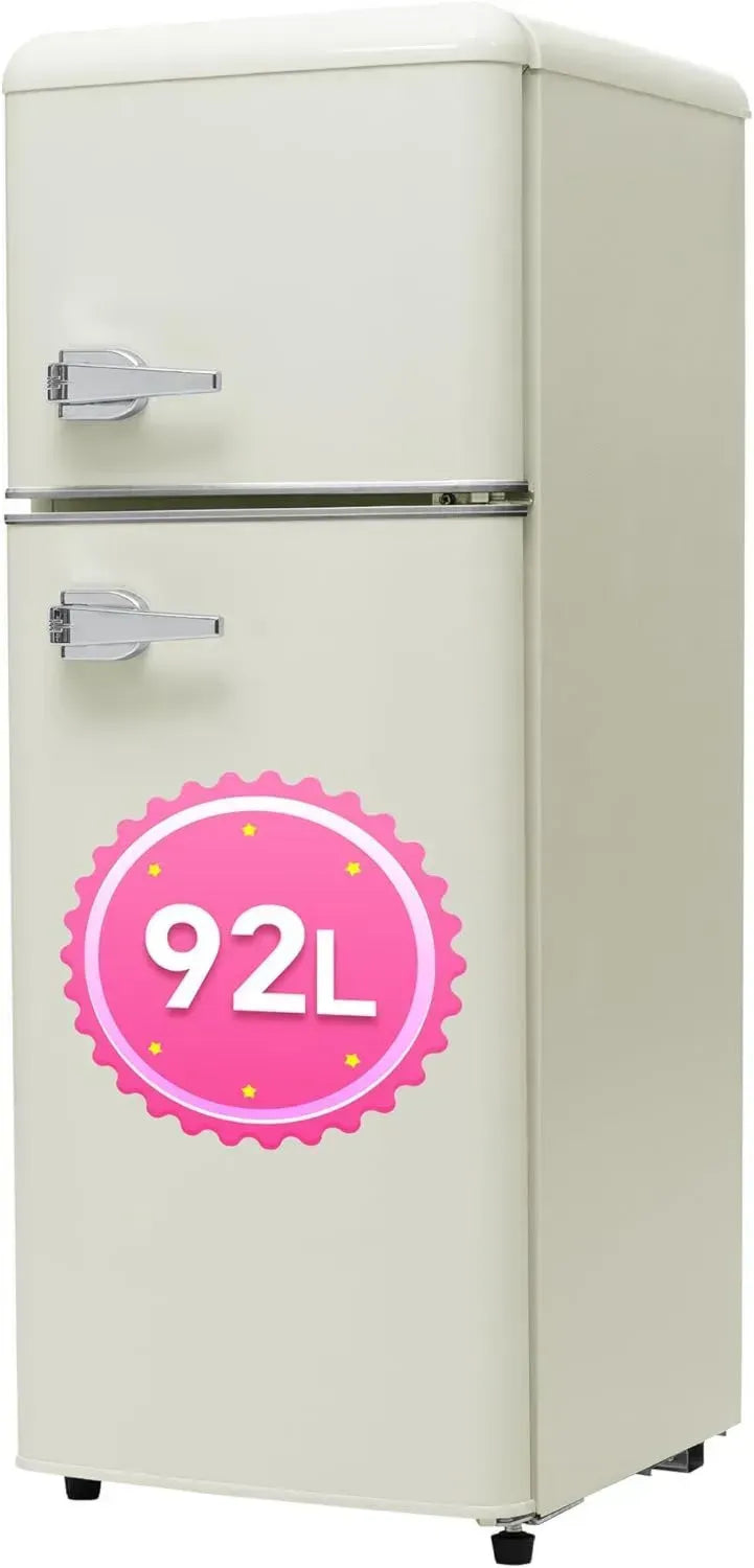 Kompakter Retro-Kühlschrank mit Gefrierfach, 92L, Zweitürig, Energiesparend
