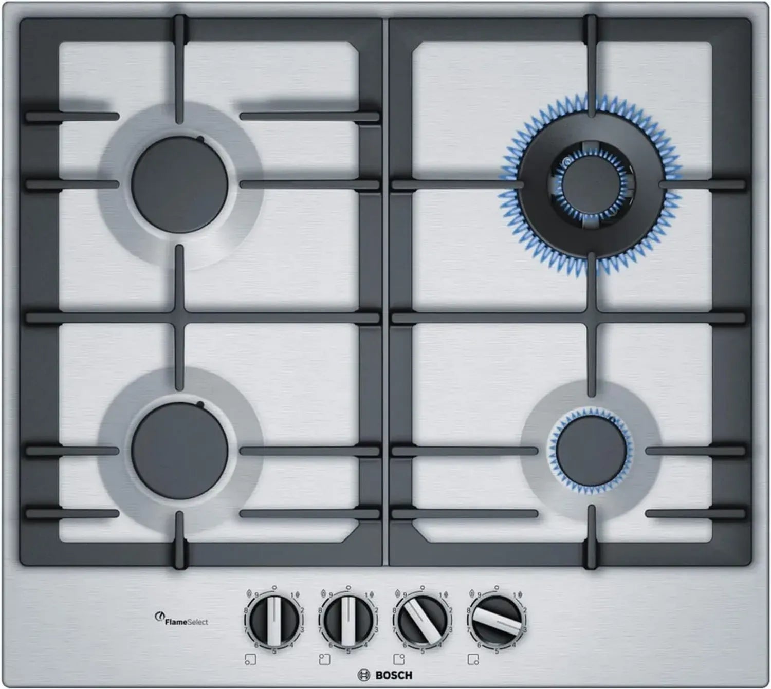 Bosch Serie 6 Autarkes Gaskochfeld, 60 cm, 9 Stufen FlameSelect, Einhandzündung