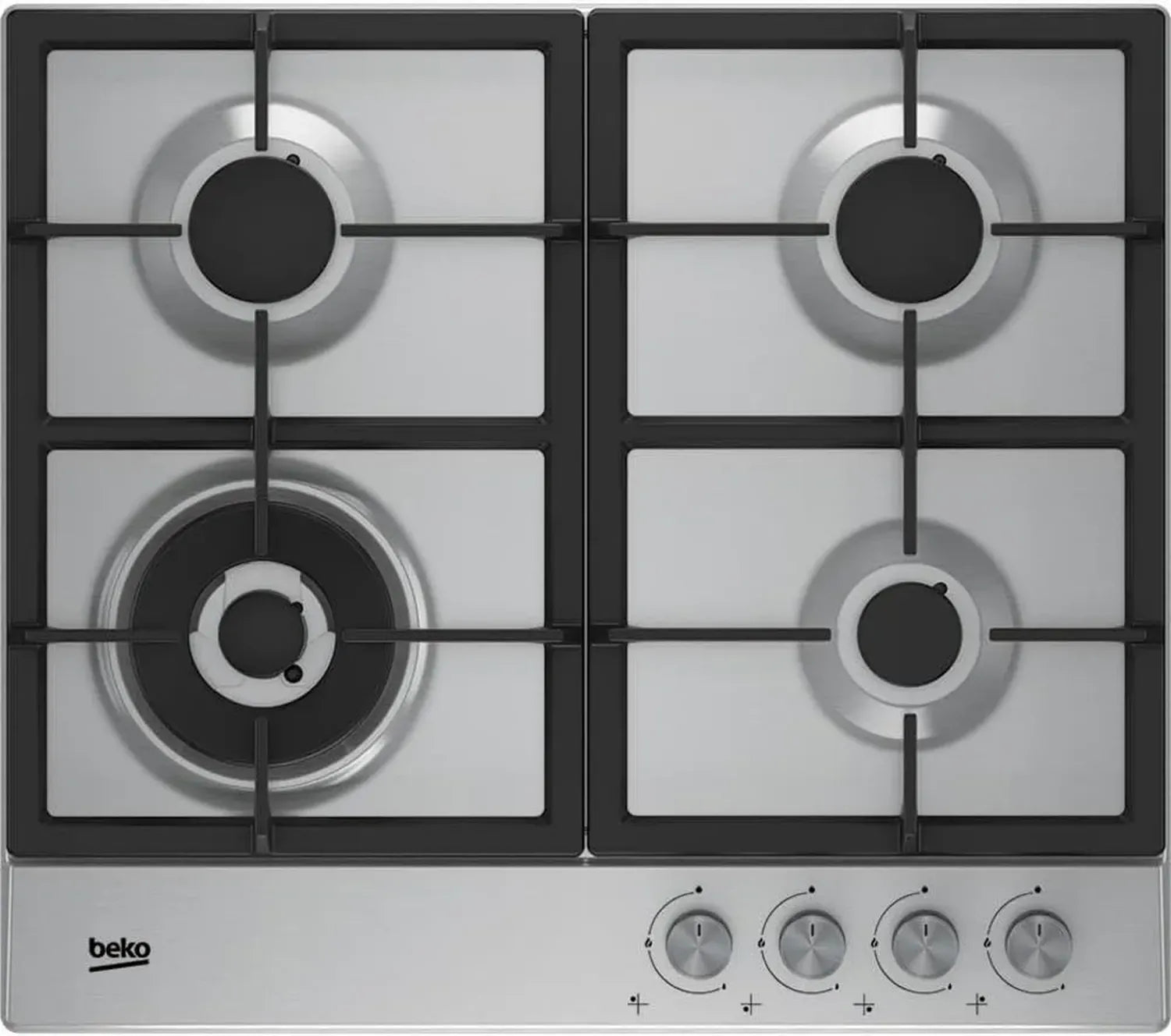 Beko HIAW 64225 SX Einbau-Gaskochfeld aus Edelstahl, 4 Kochzonen
