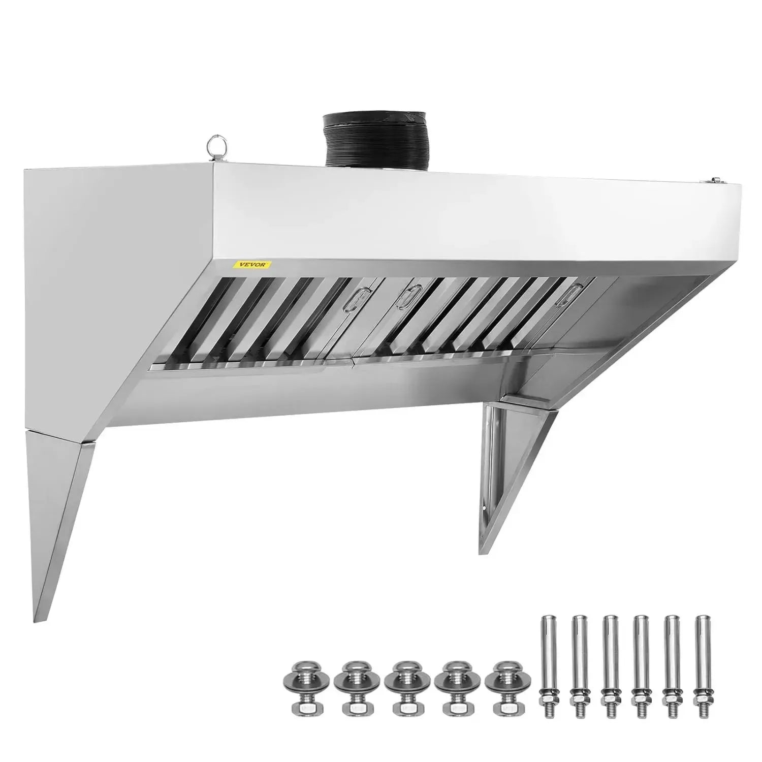 VEVOR Edelstahl-Dunstabzugshaube 1,2 m für Lebensmittel-Trucks, Wandmontage mit abnehmbaren Ölfiltern, Rostbeständig