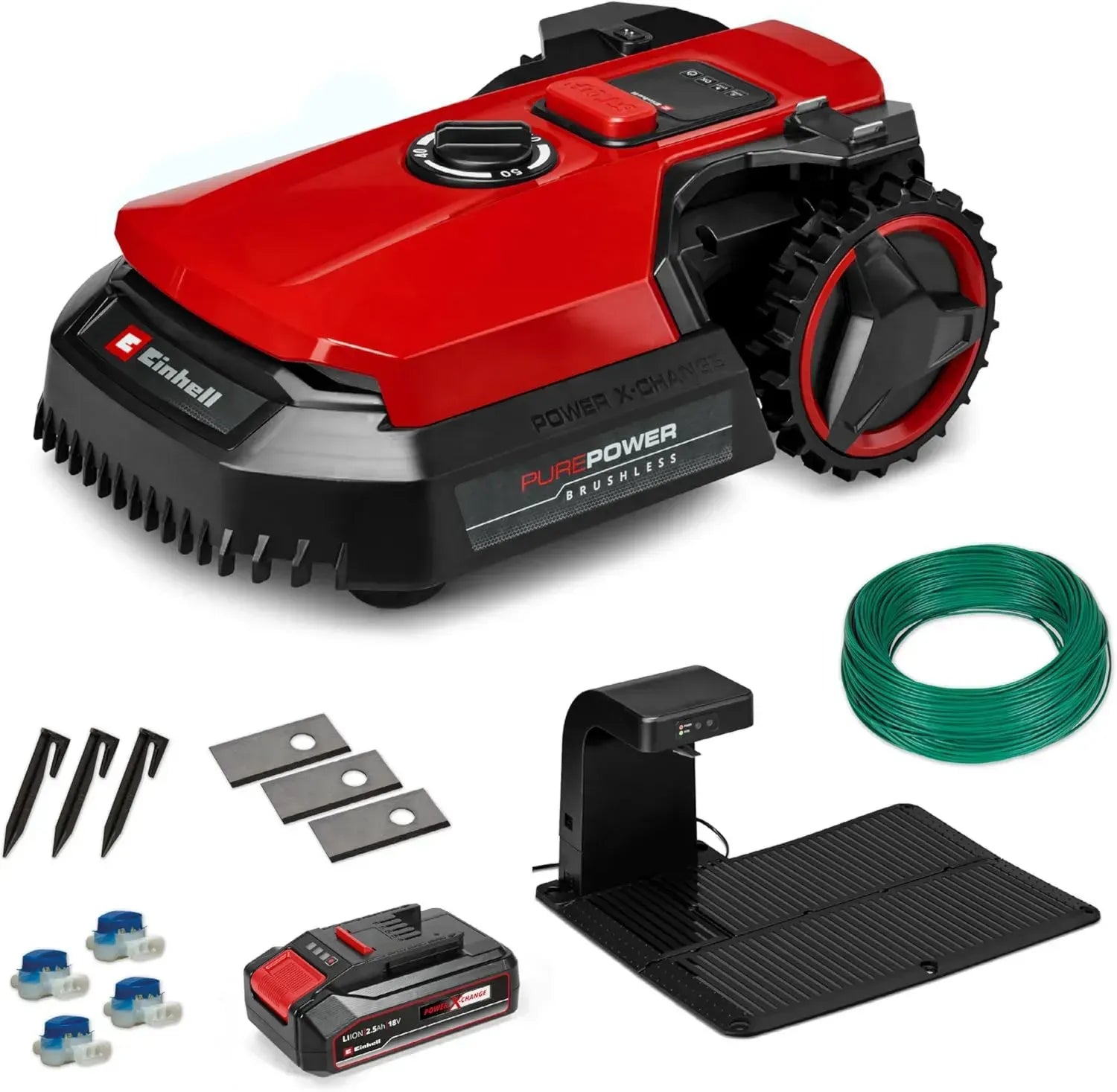 Einhell Mähroboter FREELEXO 500 mit App-Steuerung, 18 V, IPX5, Wi-Fi Updates, inkl. Zubehör für 500 m² + 2,5 Ah Akku