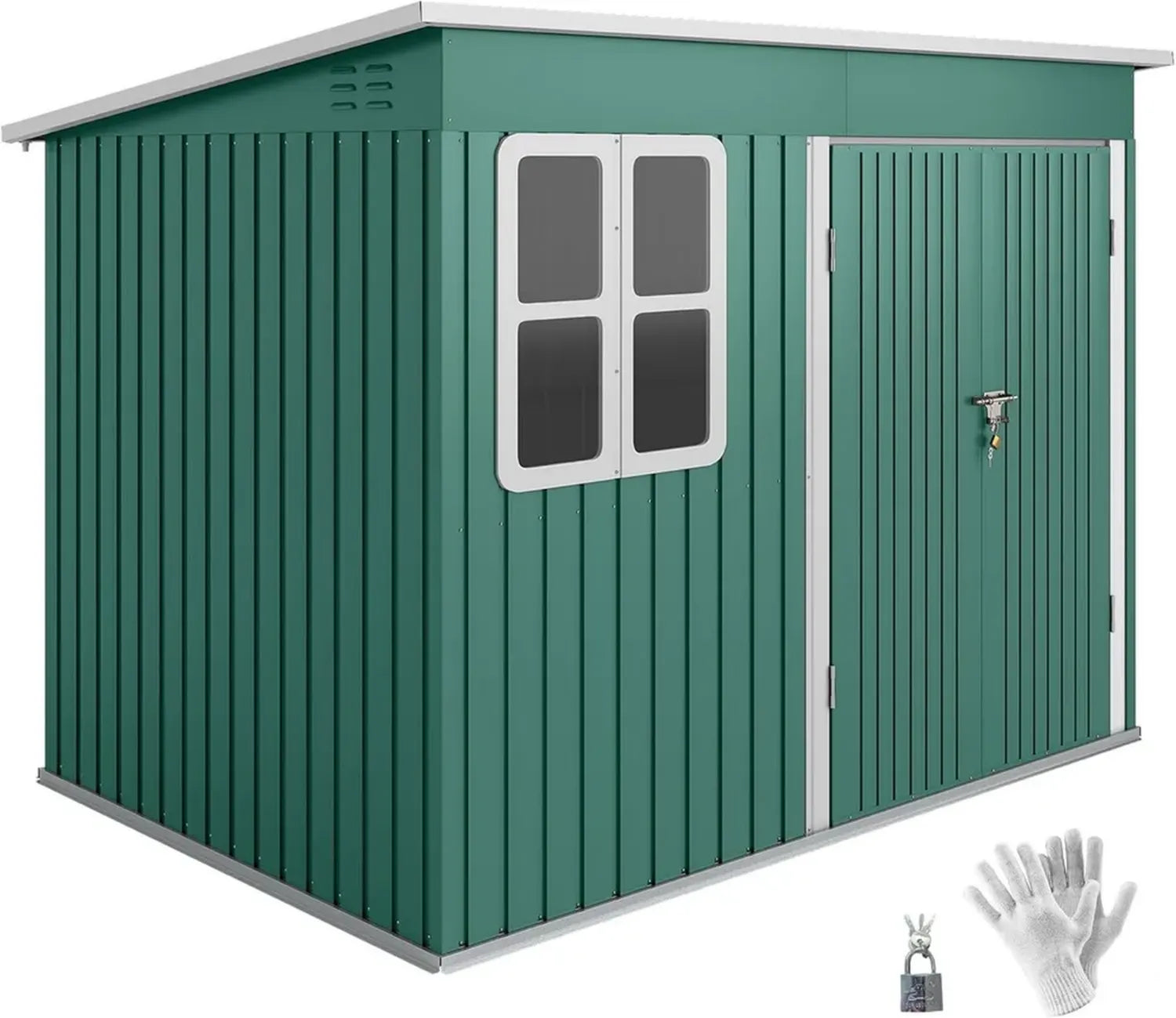 Geräumiges Outsunny Metall Gerätehaus mit Fenster und Pultdach, 4,13 m², grün
