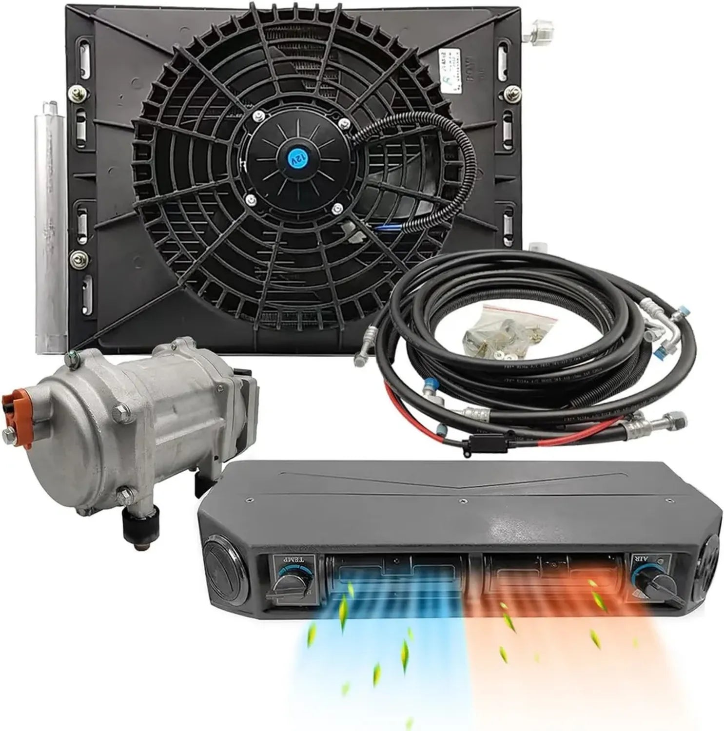 Gouku 12V Kompakte Klimaanlage & Heizung für Innenraum, Energieeffizientes Set für PKW, Wohnmobile und LKW