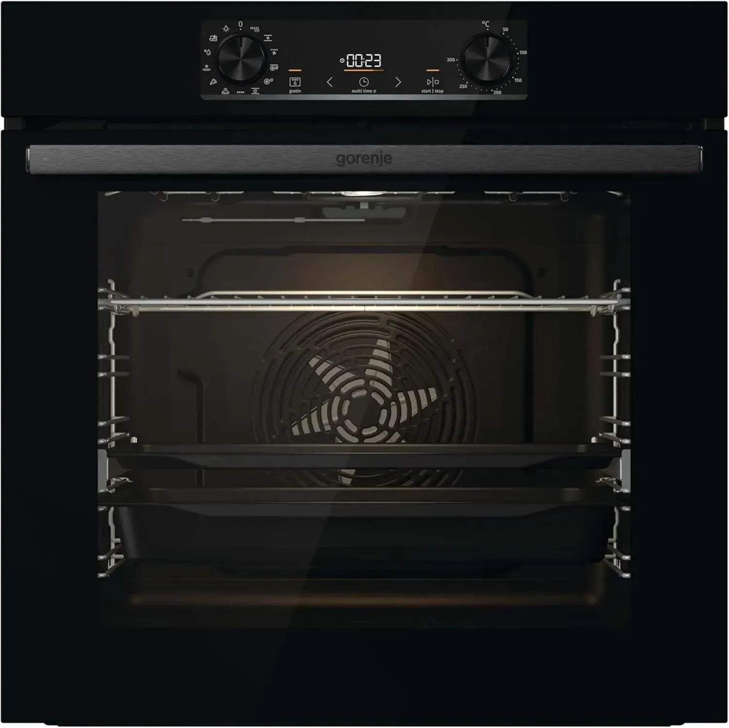 Gorenje Einbau-Backofen 77L mit AirFry und Pizzamodus, GentleClose und EasyClean, schwarz