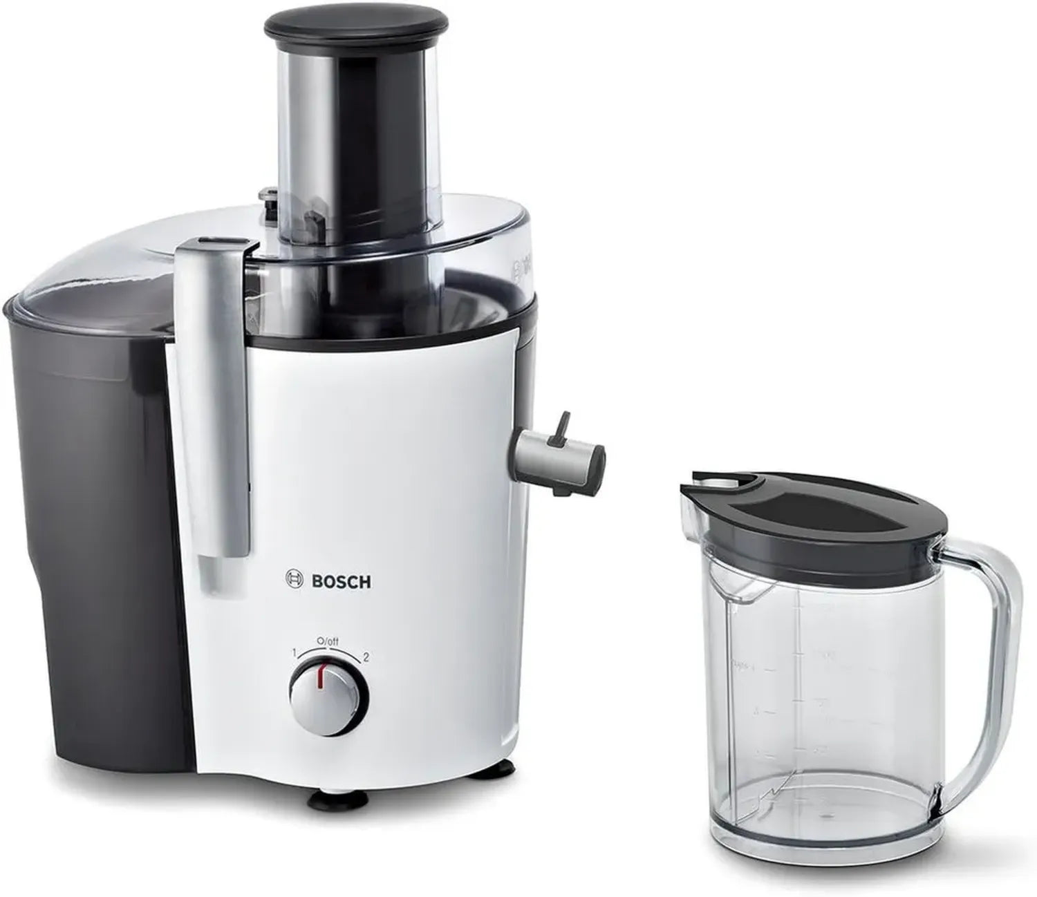 Bosch Entsafter VitaJuice 2, 700 W, XL Einfüllschacht, 1,25l Behälter, einfache Reinigung, spülmaschinengeeignet, weiß/grau