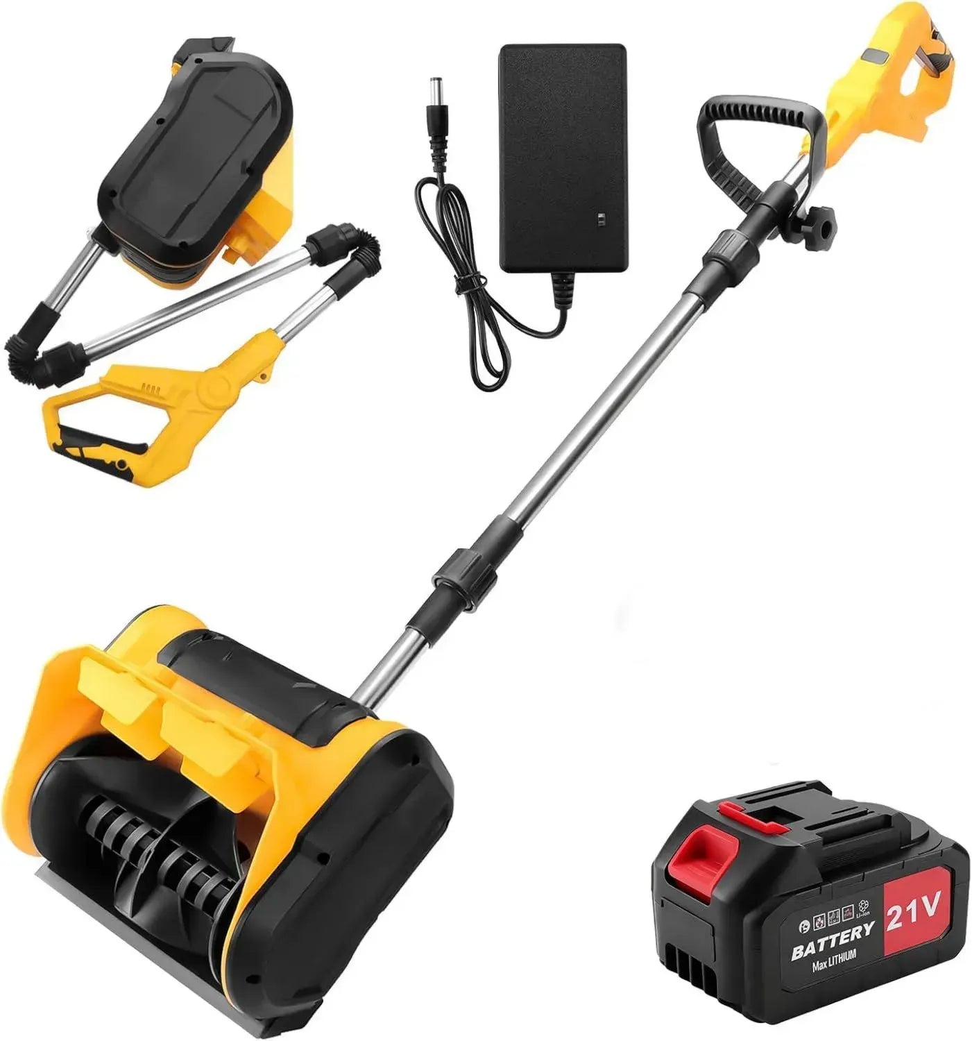 Faltbare 650W Akku-Schneefräse mit bürstenlosem Motor, 28cm Breite, 14cm Höhe, einstellbare Auswurfrichtung für Gehwege und Einfahrt
