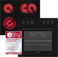 Telefunken Einbauherd-Set ECHS65A-B2 | Elektroherd mit Umluft und Grill | Glaskeramik-Kochfeld ohne Rahmen, 4 Zonen | 65L Backofen | Edelstahl, 60 cm