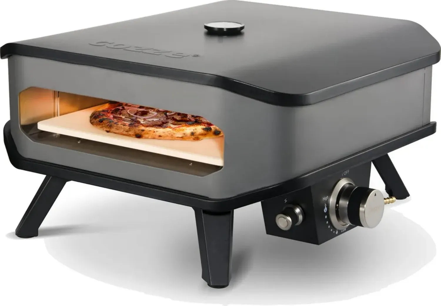 Cozze® 13 Zoll Gas-Pizzaofen mit Thermometer, tragbar, bis 400°C, Schwarz