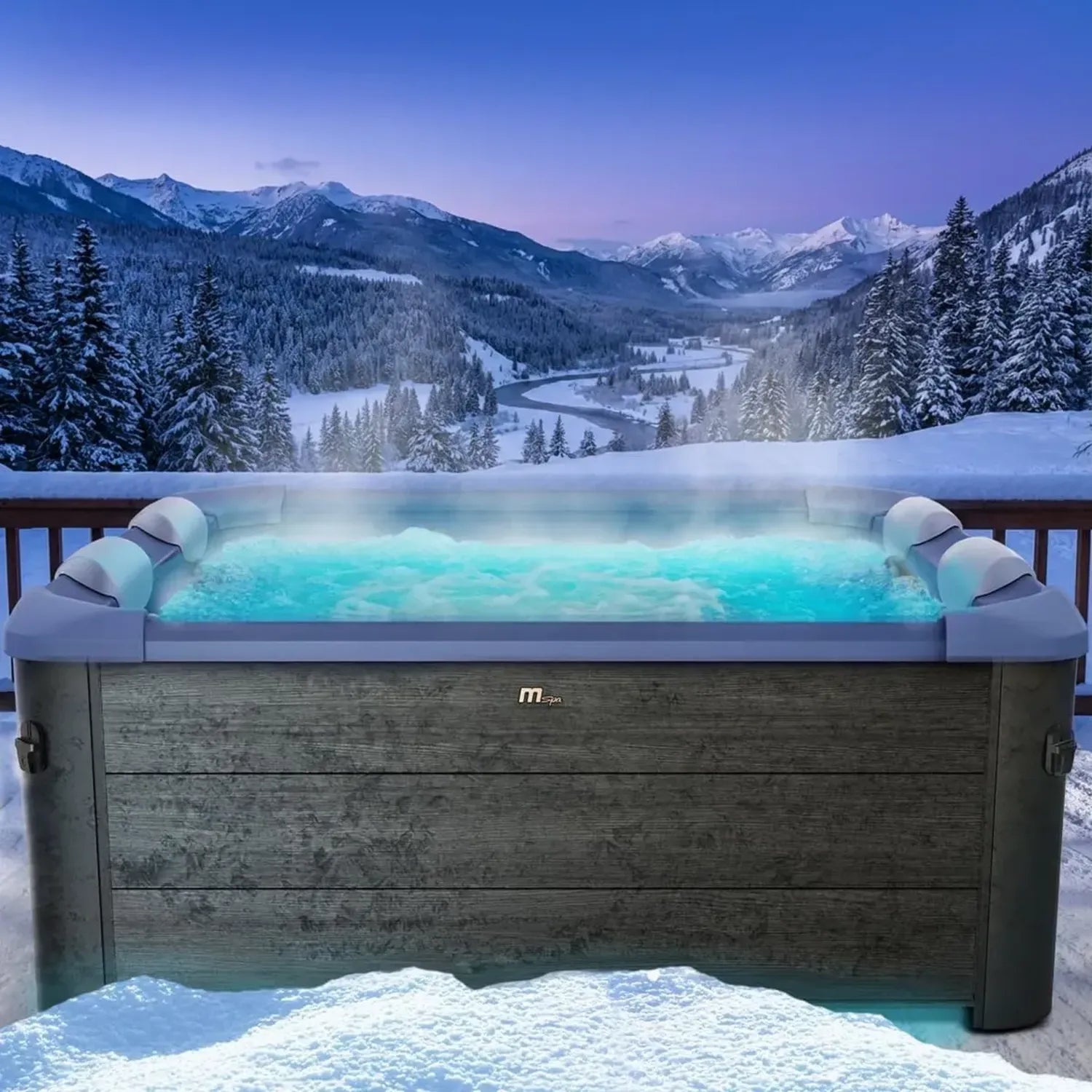 Whirlpool MSpa Oslo für 6 Personen mit LED-Beleuchtung, 160x160x65cm, 120 Düsen, ganzjährig nutzbar