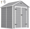 Wetterfester Kunststoff-Gartenschuppen mit Fenstern und Doppeltüren, UV-beständig, ideal für Geräte, Fahrräder und Werkzeuge