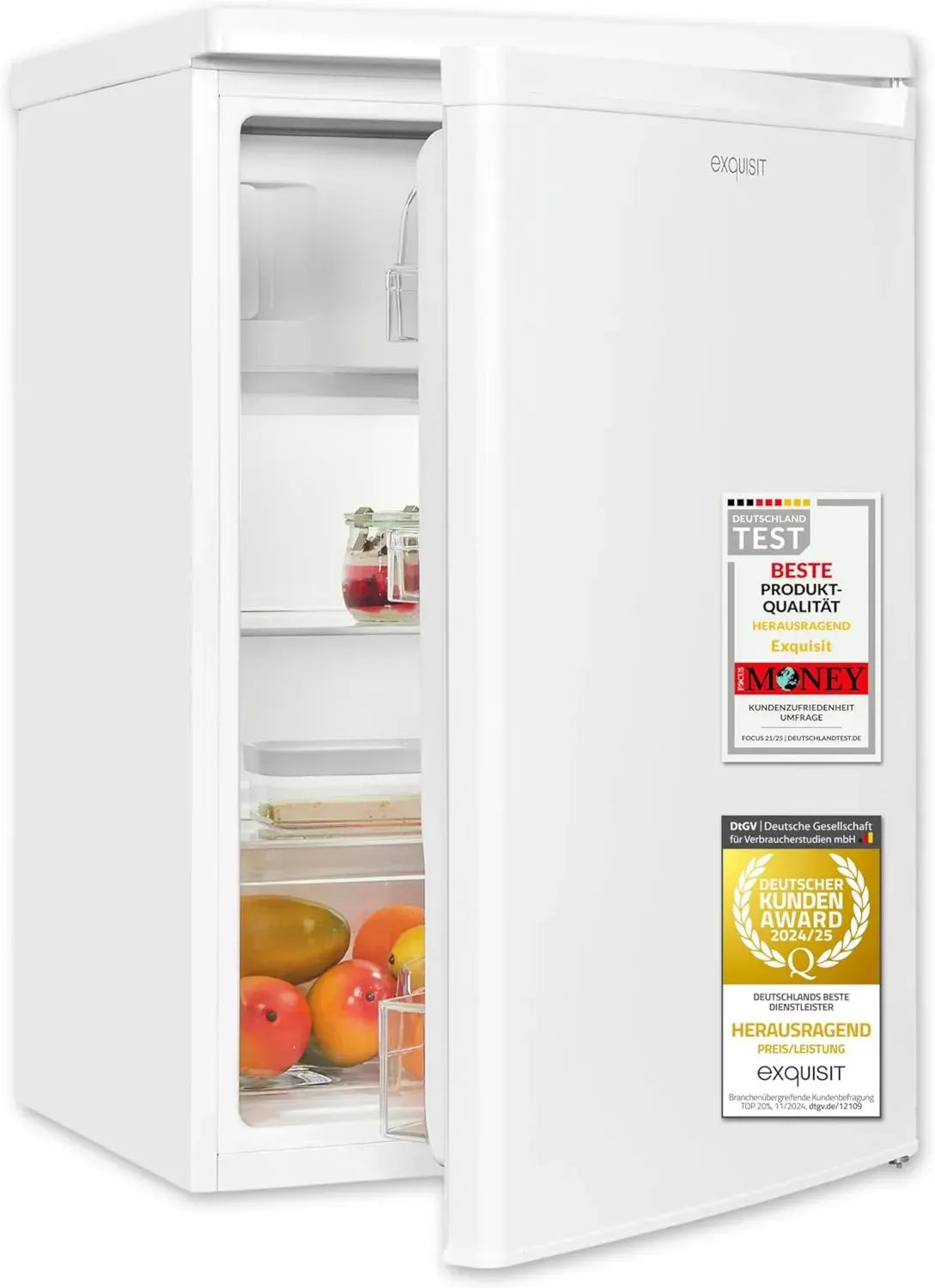 Kompakter Exquisit Kühlschrank mit 4-Sterne-Gefrierfach, 109 l, Energieklasse E