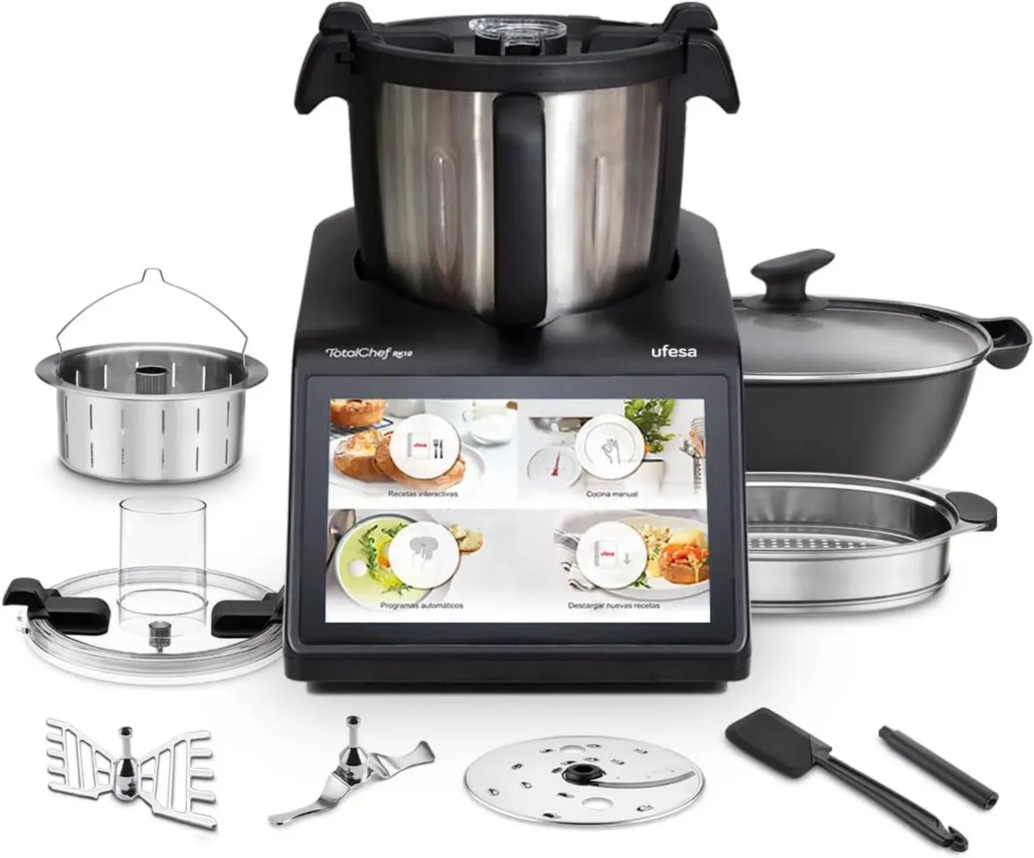 Ufesa TotalChef RK10: Intelligenter Küchenroboter mit 10-Zoll-Touchscreen, 30 Funktionen, WIFI, 4,5L Kapazität, Integrierte Waage und 15 Programme