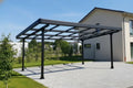Zweifach-Carport für 2 Fahrzeuge mit Dachabdeckung und Regenrinne, Schwarz