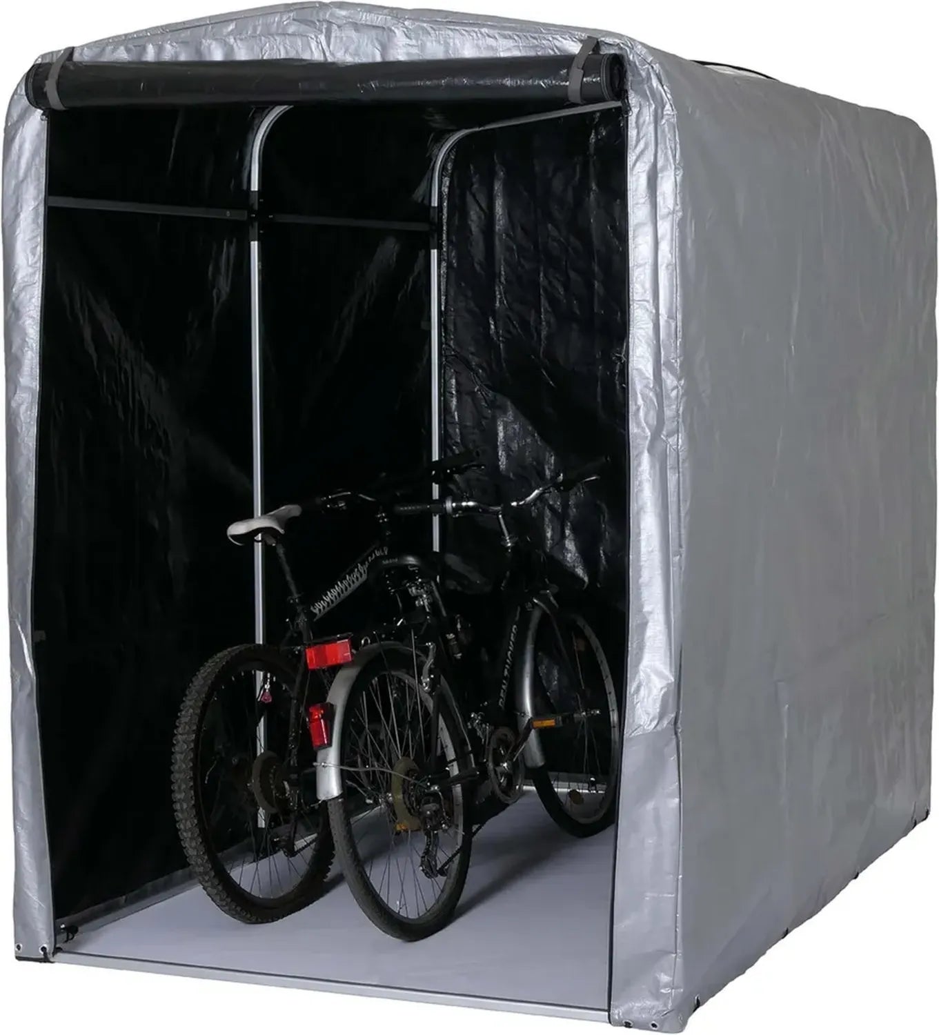 Fahrradgarage HWC-N61, wetterfeste Aufbewahrung mit UV-Schutz, Silber 201x157x201cm