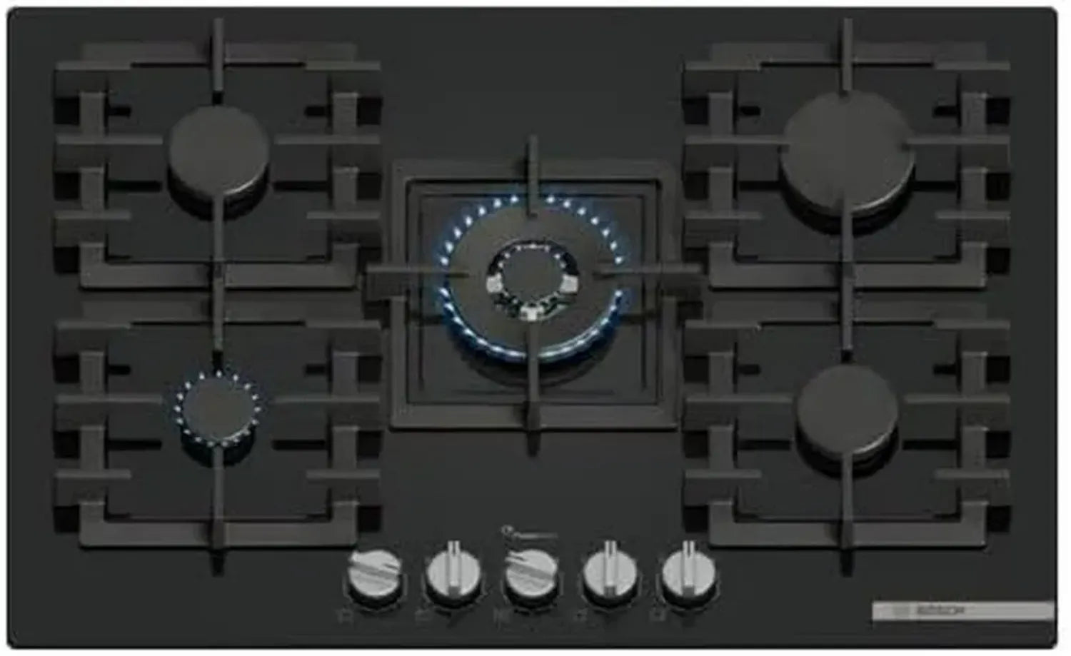 Bosch Serie 6 Gaskochfeld, 5 Brenner, 80 cm, schwarzes Hartglas