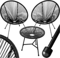 Moderner Tectake® Acapulco Stuhlset mit Beistelltisch, Retro Design für Garten und Balkon, Schwarz