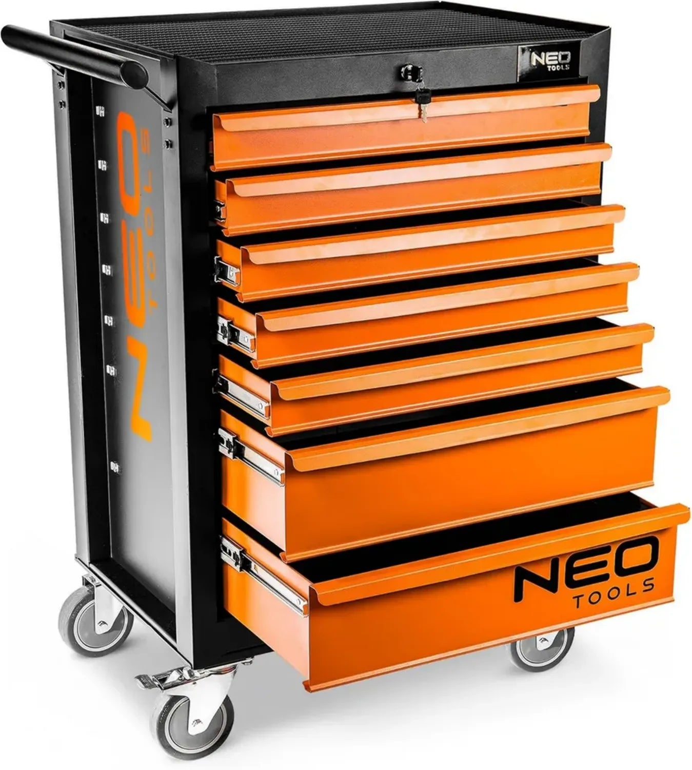 Hochbelastbarer NEO TOOLS Werkzeugschrank mit 7 Schubladen und Zentralverriegelung