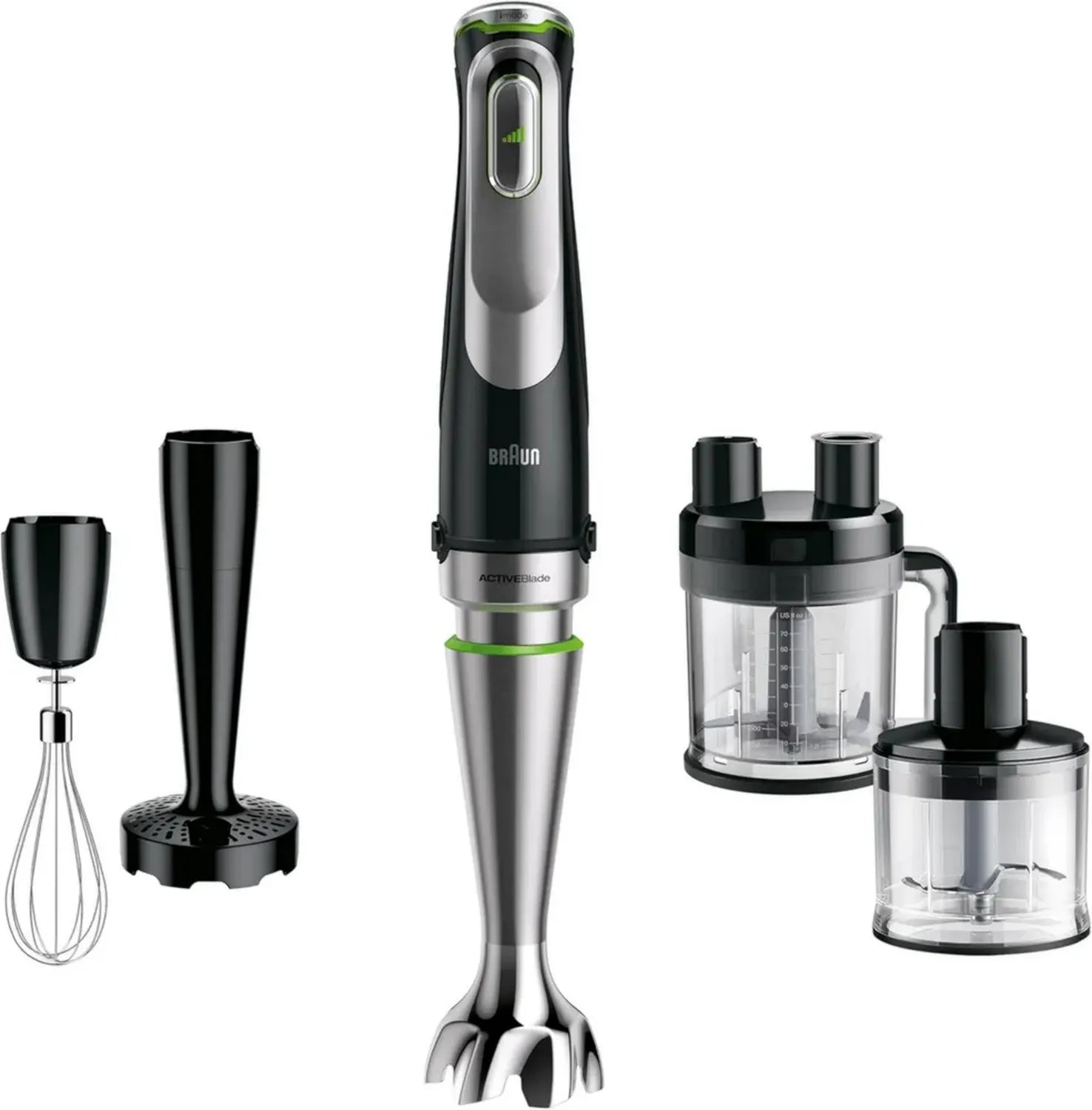 Hochleistungs-Stabmixer Braun MultiQuick 9 mit SplashControl, variabler Geschwindigkeit, 1,2L Küchenmaschine, 600 ml Becher, 1200W, Schwarz