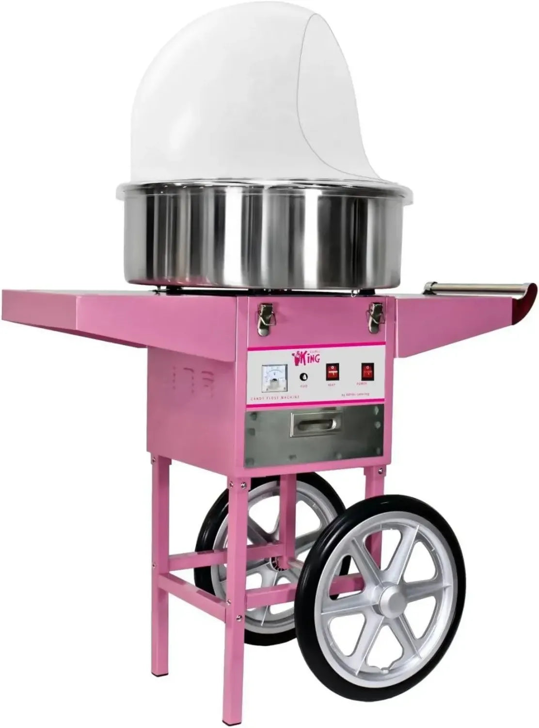 Zuckerwattemaschine mit Wagen und Zubehör, Edelstahl, 1200 W, Pink, Royal Catering