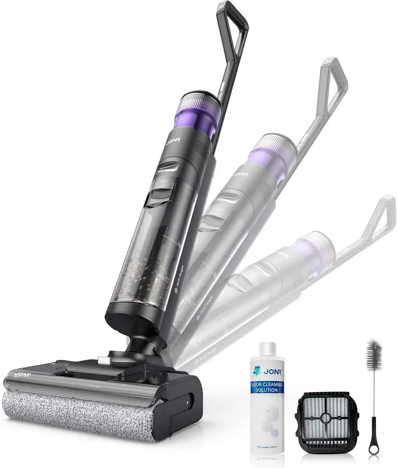 JONR Nass-Trockensauger ED 12 Pro Max, 17000 Pa, LCD-Anzeige, flaches 180°-Design, 40 Minütige Laufzeit, 70°C Selbstreinigung, Blitzschnelle 5 Min Trocknung
