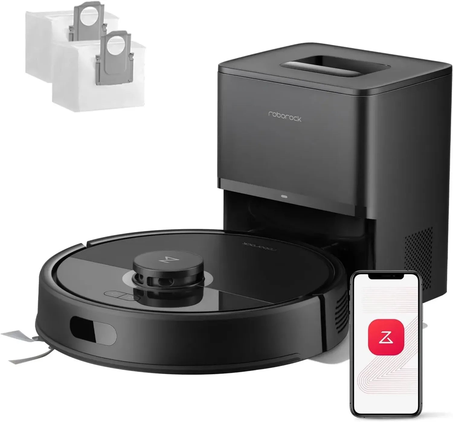 Roborock Q7 L5+ Saugroboter mit Wisch- und Absaugstation, 8000Pa Saugkraft, LiDAR-Navigation, Dual Anti-Tangle System, ideal für Teppiche und Tierhaare, Schwarz