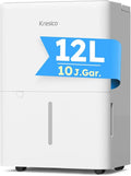 Elektrischer Luftentfeuchter 12L/Tag, leise Entfeuchtung für Keller und Räume bis 25m², mit Timer und Ablaufschlauch