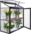 Aluminium Gewächshaus mit Doppeltür, Kompaktgröße 140 x 55 x 130 cm, Schwarz, für Pflanzen und Gemüse im Garten