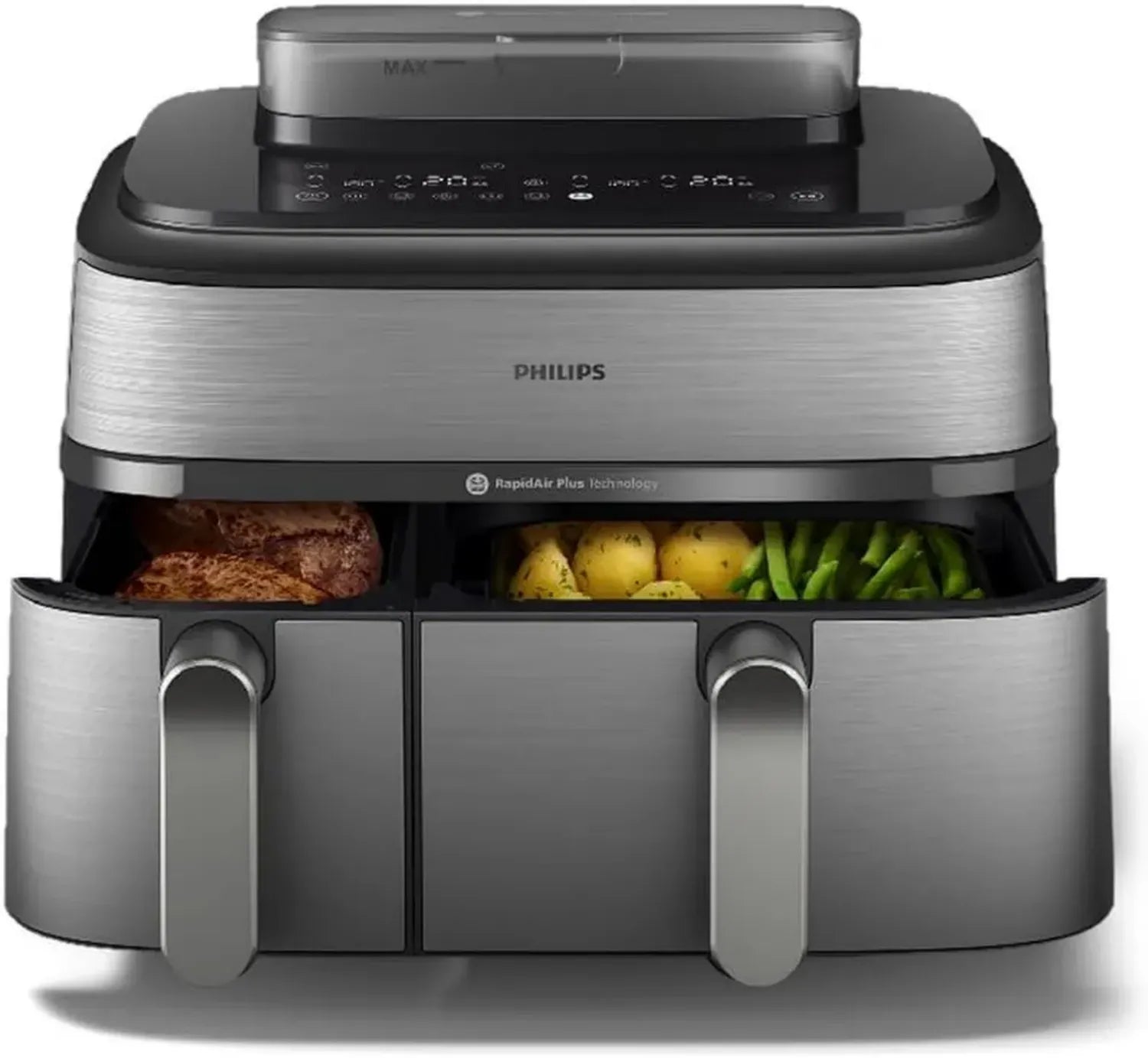 Philips Airfryer 5000 Serie Doppelkörbige Heißluftfritteuse mit Dampffunktion, 9L Kapazität, RapidAir Technologie