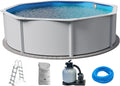 Runder Stahlwandpool Set Classic 450 x 120 cm, inklusive weißer Stahlwand und blauer Folie