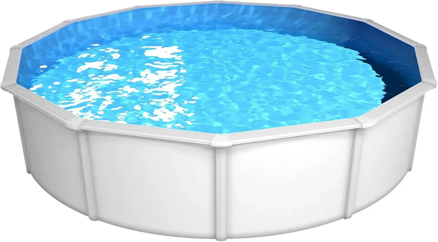 Steinbach Stahlwandpool-Set Nuovo de Luxe II – Weiß – Ø 550 x 120 cm – Langlebiger Pool mit 25.600 l Fassungsvermögen – Winterfeste blaue Innenfolie und umfangreiches Zubehör