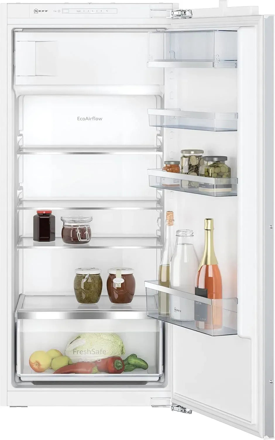 NEFF Einbaukühlschrank N 50 122,5x56cm, 172l Kühlraum, 15l Gefrierfach, leise 35dB, LED-Licht, Sicherheitsglas, Flachscharnier, Fresh Safe Technik, Made in Germany