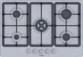 Bosch Serie 4 Gasherd, WOK-Brenner mit 3,3 kW, Gusseisenroste, 75 cm Edelstahl