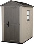 Keter Gartenhaus Factor 4x6, Beige, 4,0m³ Lagerplatz, Wetterfest und UV-beständig, Außenmaße: 129,5x182x216,5 cm
