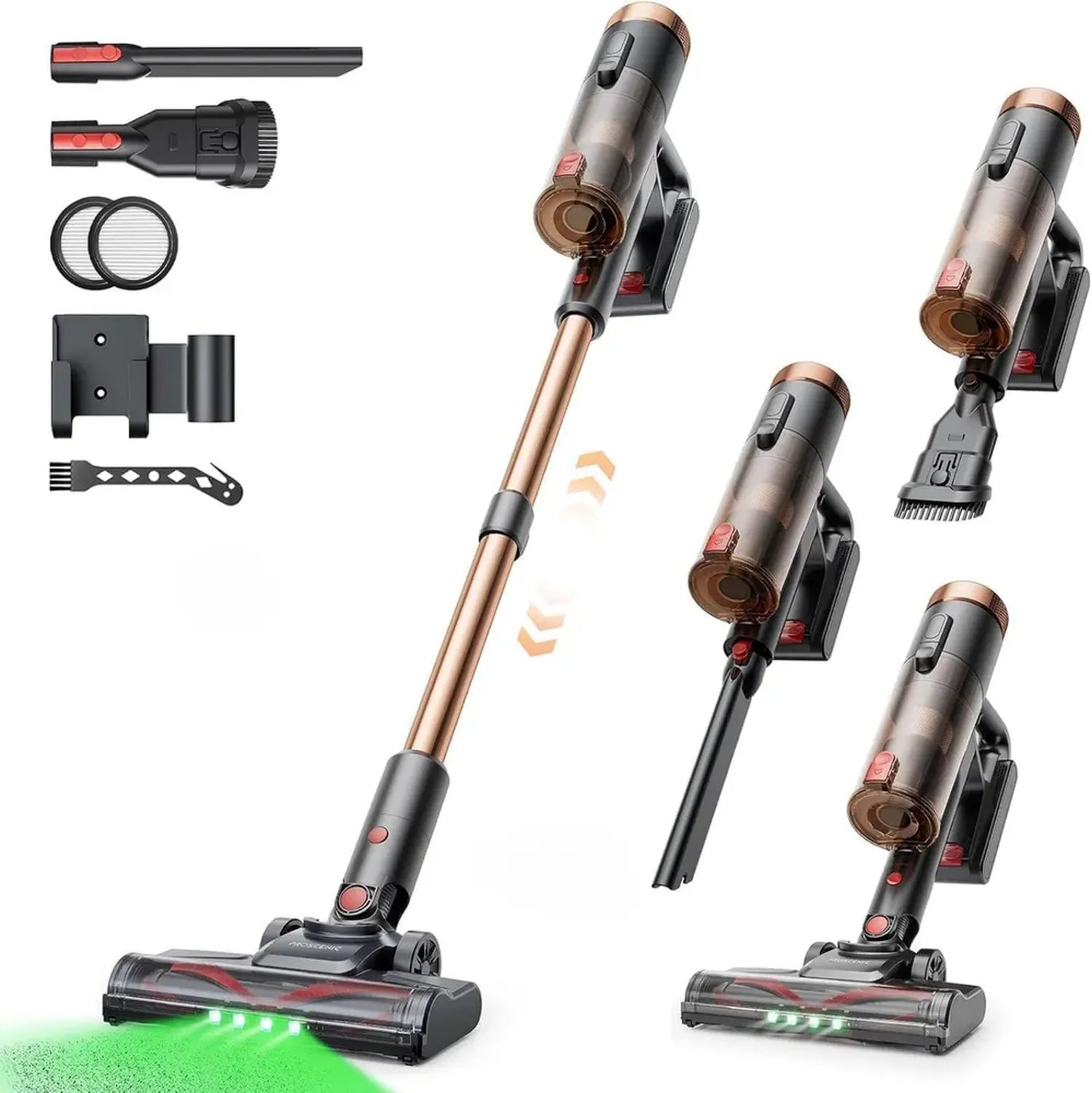 Proscenic P11 Ultra Kabelloser Staubsauger, Selbststehend, 50Kpa Saugkraft, 50 Min Laufzeit, Touchscreen, Anti-Tangle Technologie für Teppiche, Hartböden und Tierhaare