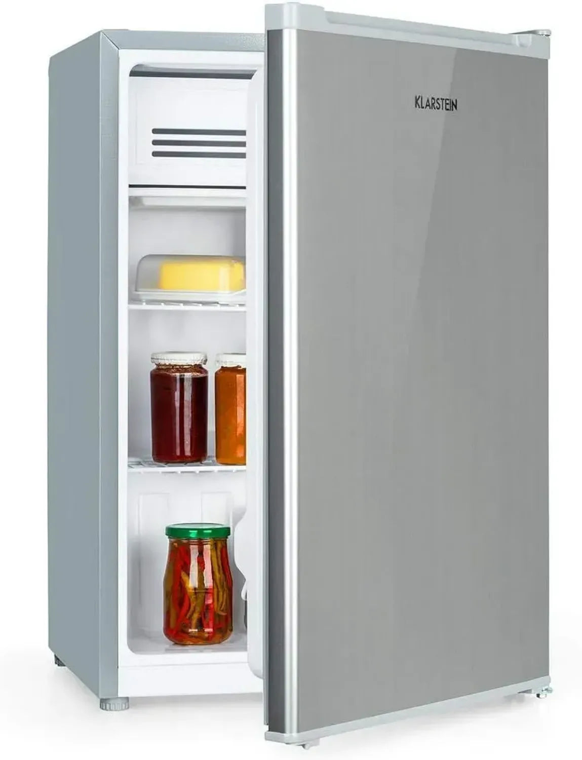 Klarstein Kühlschrank Delaware, 76L, Flex-Kühlraum, 4L Gefrierfach, Flaschenablage, Silber/Grau