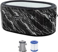Bestway Lay-Z-SPA FortiFiber Kaltwasserbad, 152 x 92 x 71 cm, 420 Liter, Isolierabdeckung, Filterpumpe, Wetterfest, Marmor-Design, DEKRA-geprüft, mit Handpumpe & Tragetasche