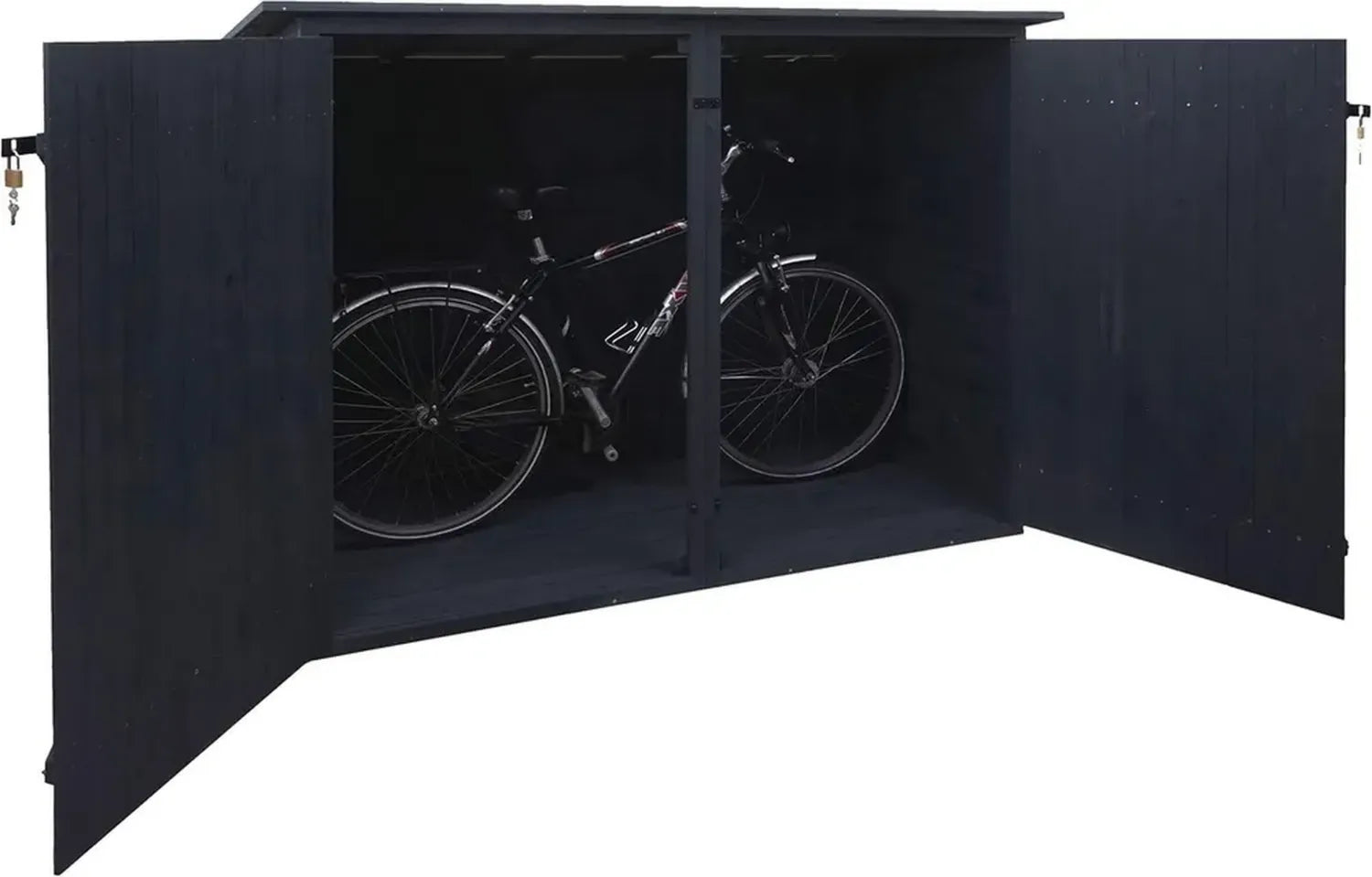 Mendler Fahrraddrager HWC-H60, abschließbare Fahrradbox, wetterfester Geräteschuppen, 152x184x98cm, anthrazit