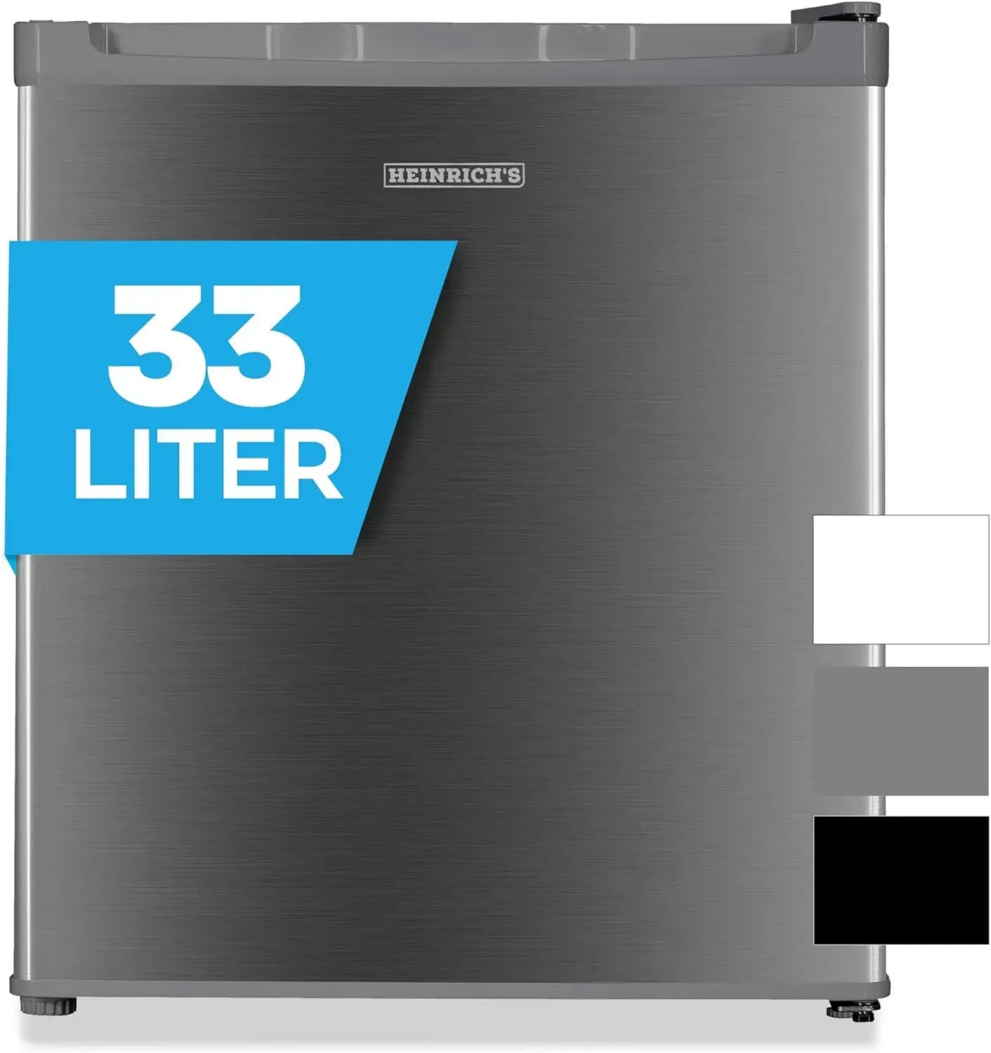 Heinrich Mini-Gefrierschrank 33L, leise 40dB, kompakt & vielseitig einsetzbar, Edelstahl