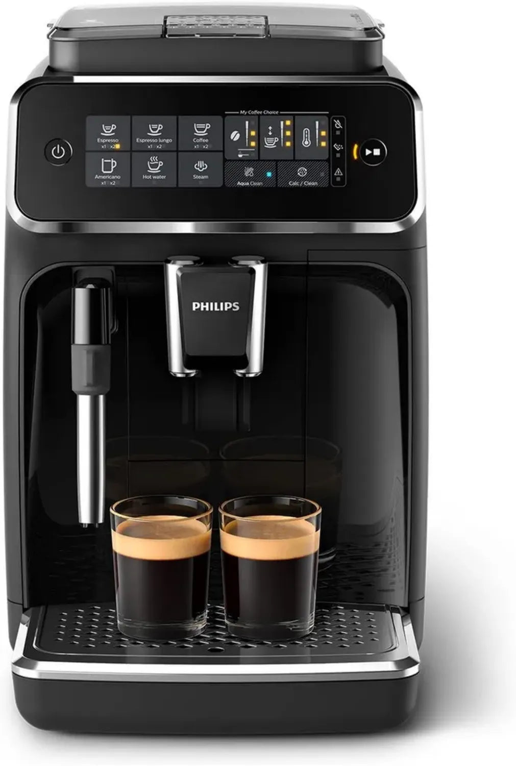 Philips 3200 Kaffeevollautomat mit Milchschaum & Touchdisplay, 4 Kaffeespezialitäten, Schwarz