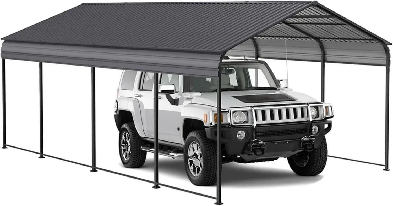 Robustes Carport aus Stahl mit verstärktem Dach und Basis für Fahrzeuge